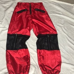 Red loose cargo pants